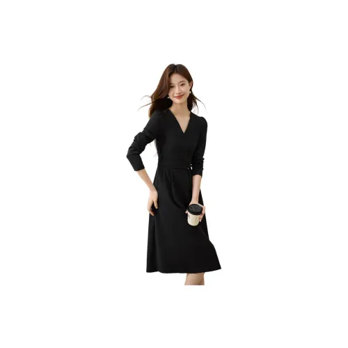 Mo Han Yi Mei Long-Sleeved Dresses Women's Black