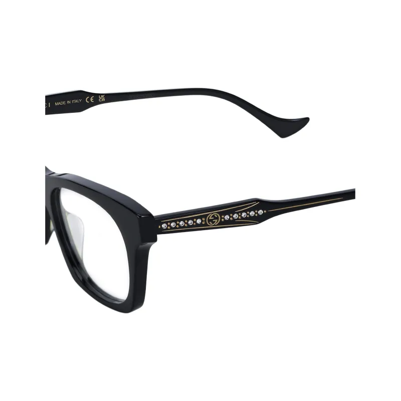 GUCCI Acetate Irregular Shape Eyeglass Frames Women's Black-3