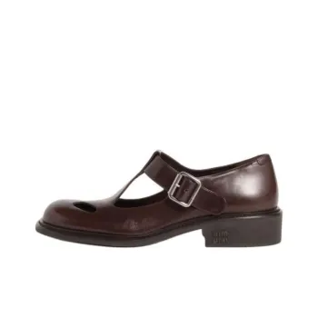 MIU MIU Chunky Heel Mary Jane Shoes 3cm Women's Brown