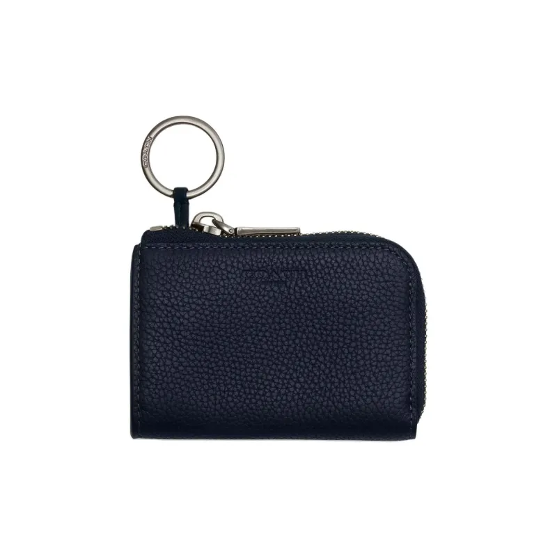 COACH Pebbled Leather Key Pouch Mini Men's Midnight Marine-0