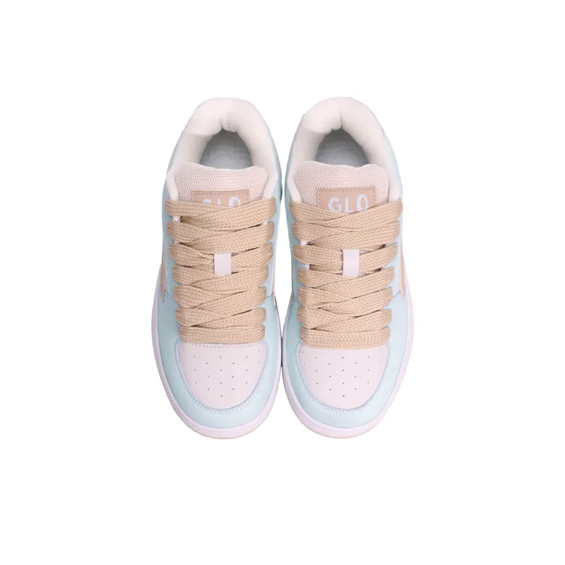 GLO BULL Skateboard Shoes Unisex Low Top Beige Yellow Light Aqua Moon-3
