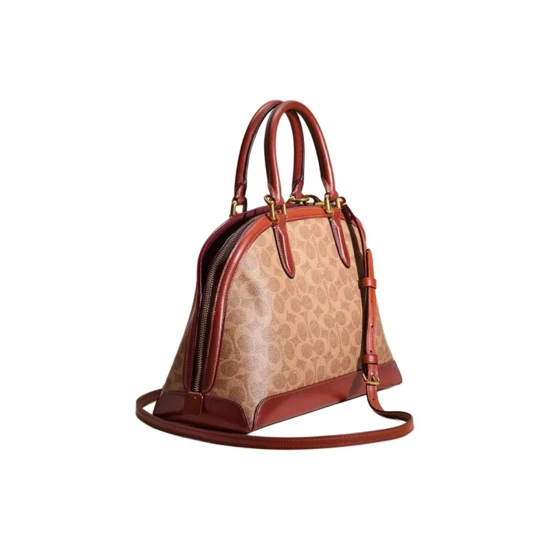 COACH Quinn Coated Canvas Shoulder Bag Crossbody Bag Handbag Large Size Women's Rusty Red-1
