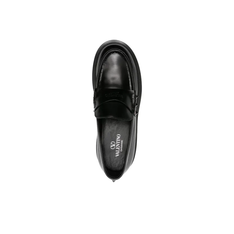 Valentino ROCKSTUD Loafers 3cm Women's Black-3