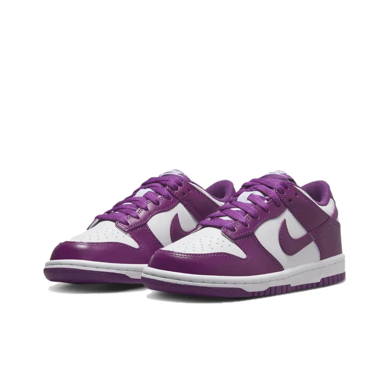 Nike Dunk Slip-Resistant Cushioning Wear-Resistant Low-Top Children's Basketball Shoes White Purple Teenagers-2