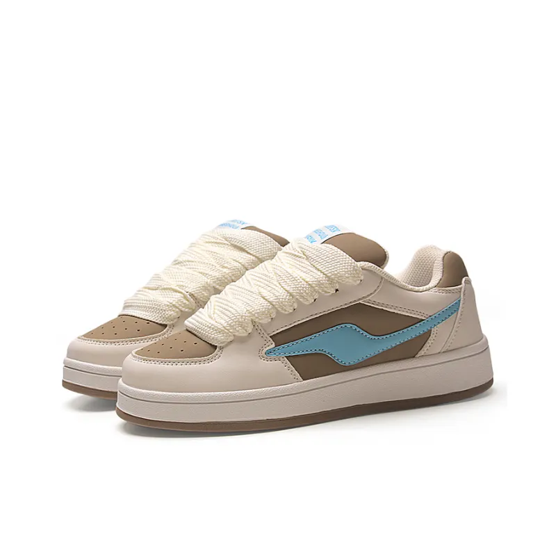 STUR YSN Low Top Skateboard Shoes Women's White Mocha-2