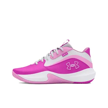 Under Armour Lockdown 7 Anti Slip Wear Resistant Mid Top Basketball Shoes Unisex White Pink