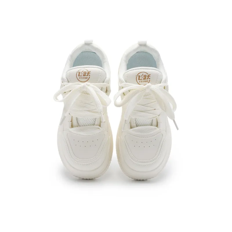 Dafu Leaps Forward White Sneakers Puffy Shoes Anti-Slip Wear-Resistant Low-Top Skateboard Shoes Women's White-2