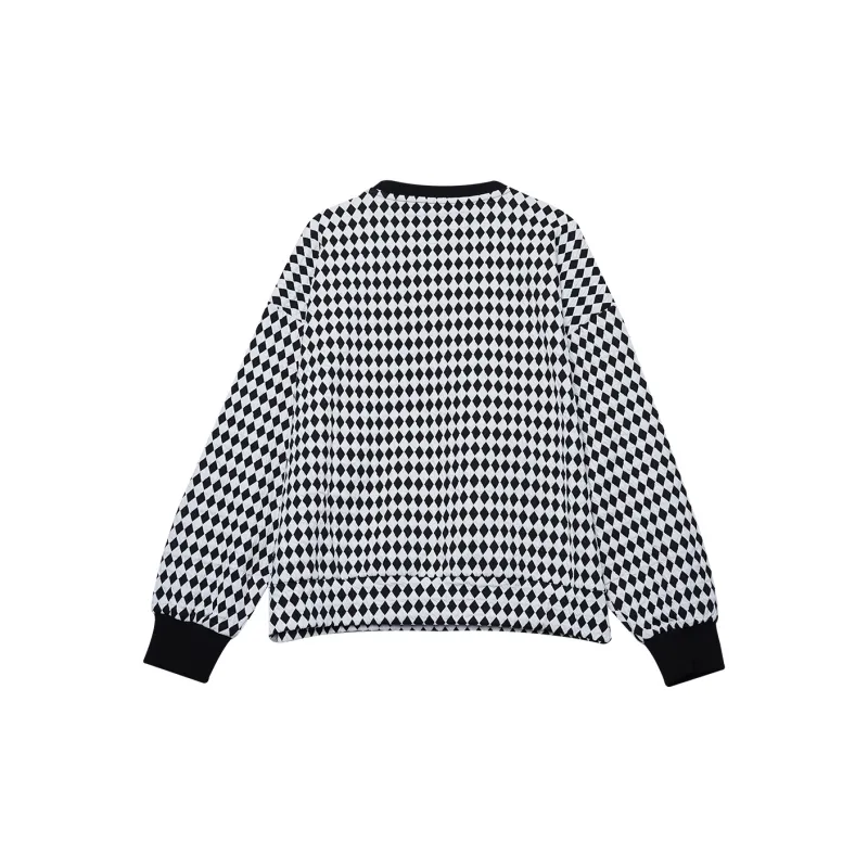 MUGUOGUOMU Sweatshirt Women's Black White Plaid-1