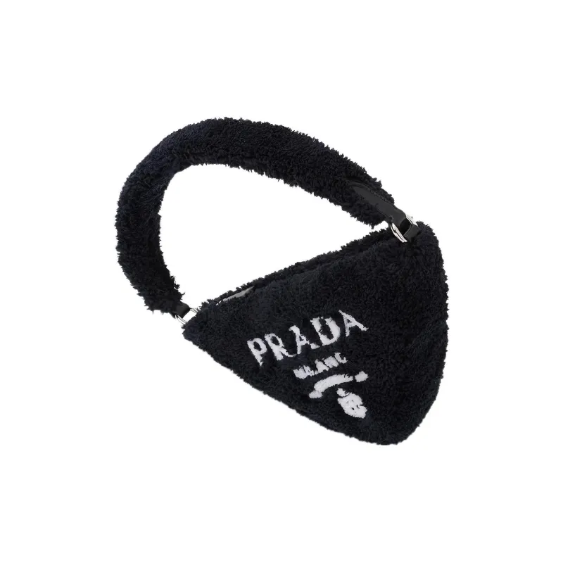 PRADA Fabric Triangle Bag Handbag Women's Black-3