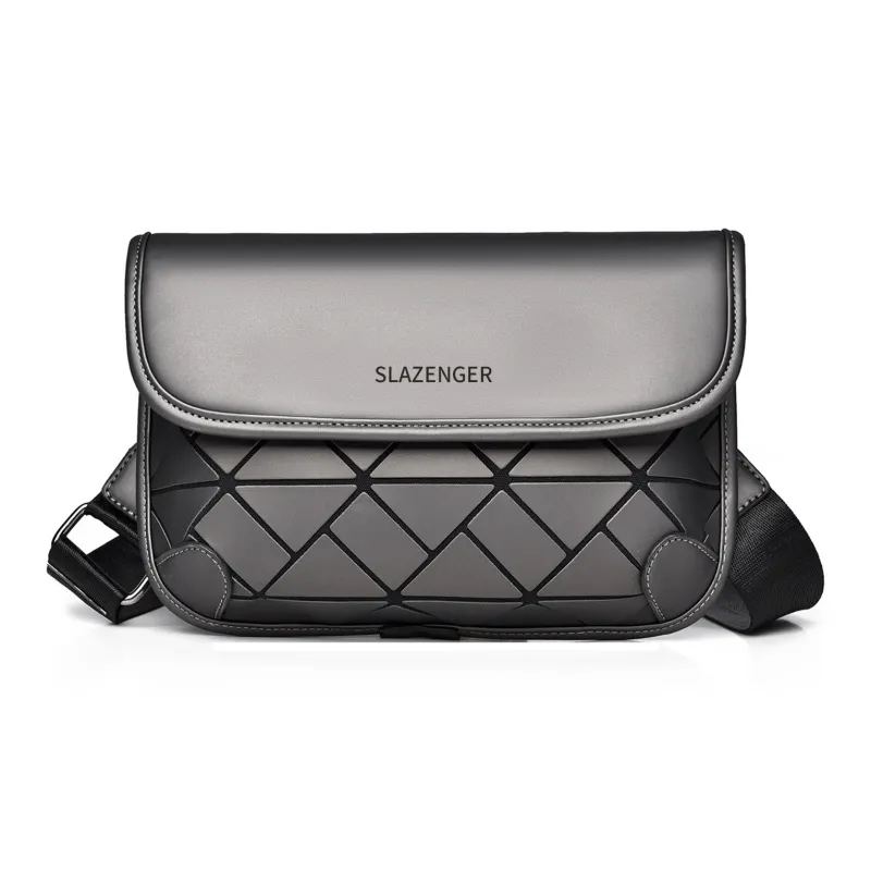 Slazenger PU Messenger Bag Crossbody Bags Regular Men's Black/Gray/Dazzling Color-7