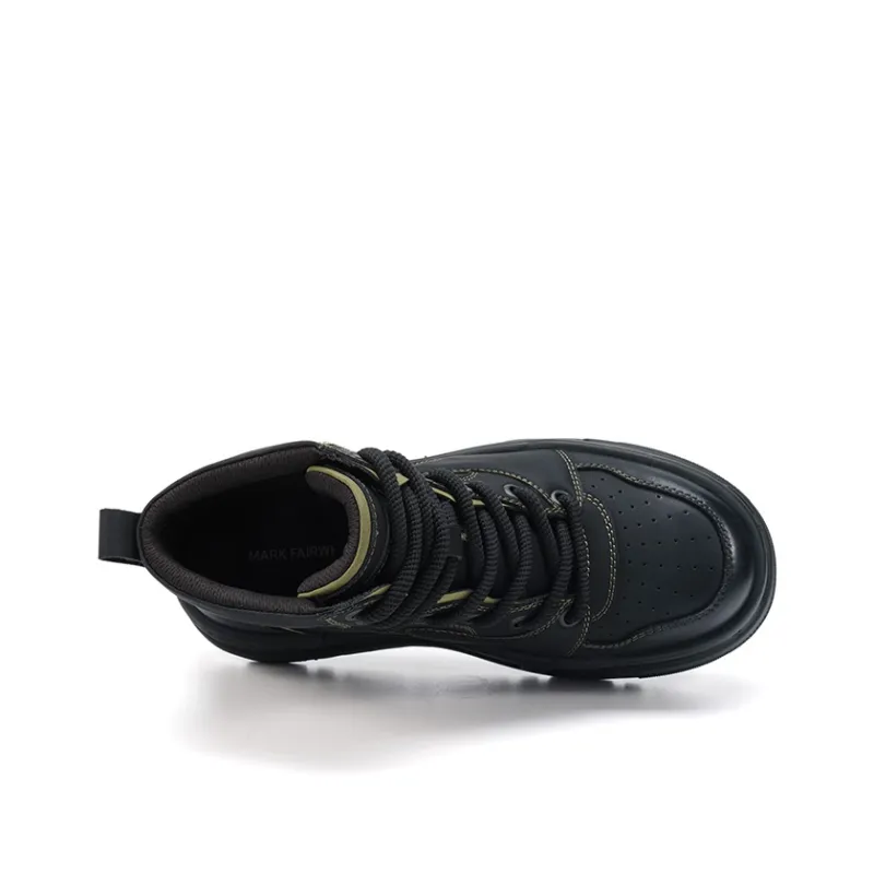 FAIRWHALE Skateboard Shoes Men High Top Black/Green-18