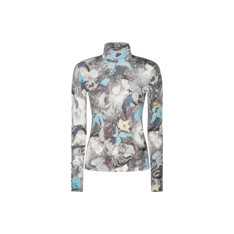 TORY BURCH Floral Printed Turtleneck Top-8