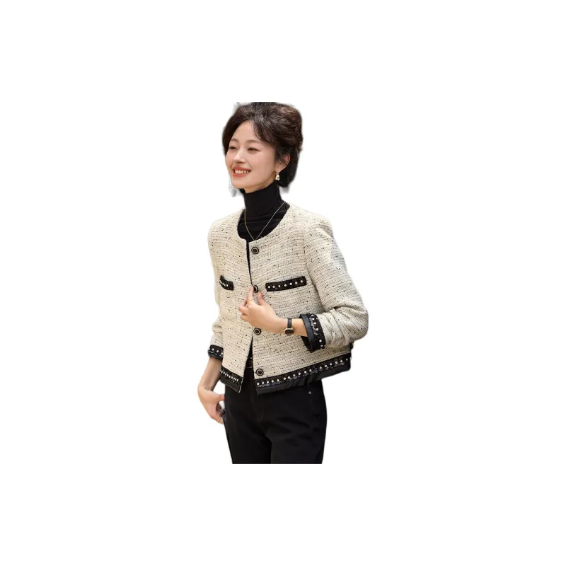 Mo Han Yi Mei Jackets Coats Women's White & Black-2