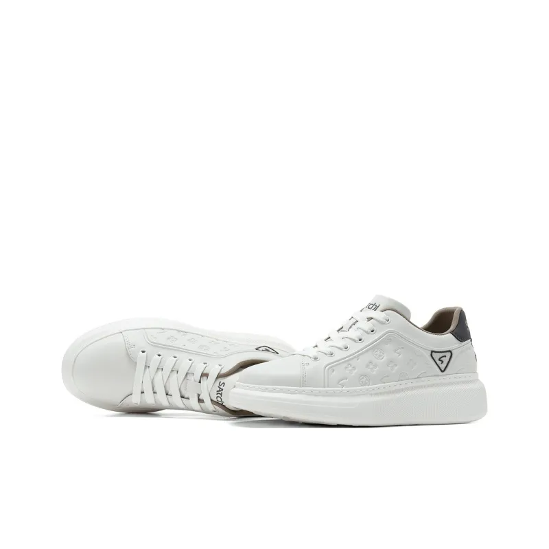 Satchi Low Top Skateboard Shoes Men's White Gray-4