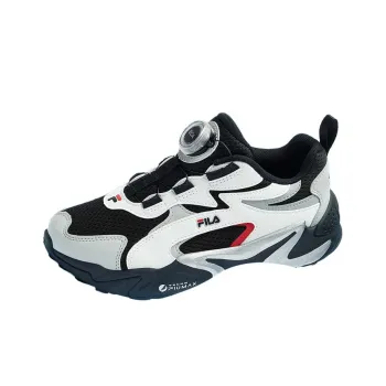 FILA KIDS BOA Anti Slip Wear Resistant Low Top Kids' Running Shoes Black White Teenagers