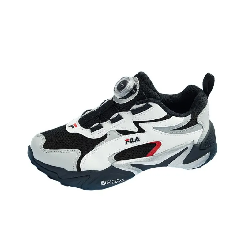 FILA KIDS BOA Anti Slip Wear Resistant Low Top Kids' Running Shoes Black White Unisex-0