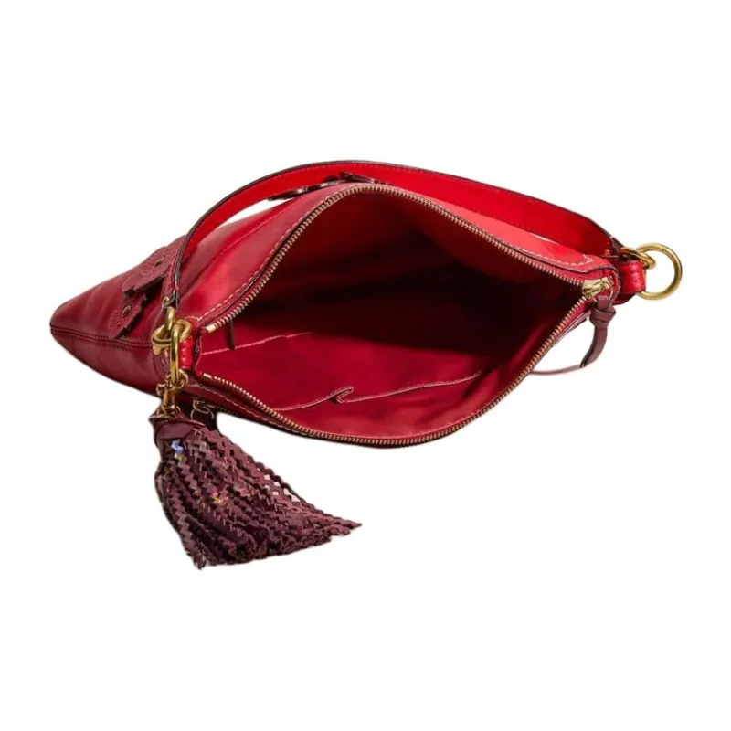 COACH POPPY Leather Handbag Large Size Women's Red-2