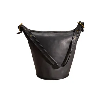 COACH Tanned Leather Bucket Bags Crossbody Bag, Shoulder Bag Tubas Unisex Black
