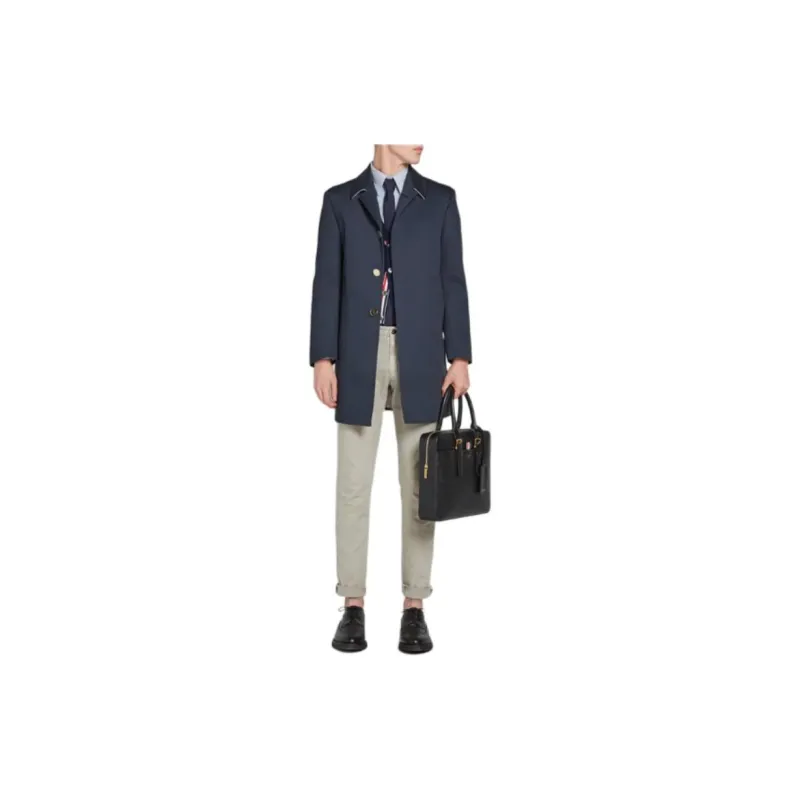 THOM BROWNE Mac Bal Collar Overcoat-4