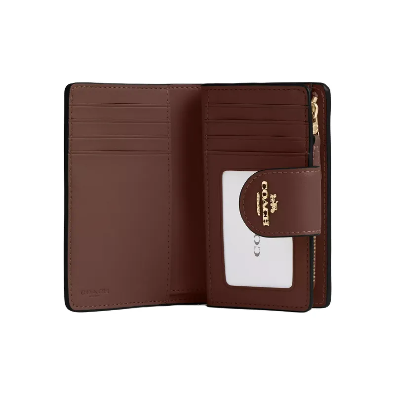 COACH SignatureCanvas High Quality Leather Wallet Medium Size Women's Tan & Brown-1