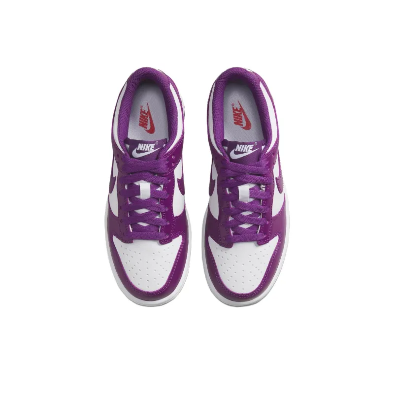 Nike Dunk Slip-Resistant Cushioning Wear-Resistant Low-Top Children's Basketball Shoes White Purple Teenagers-3