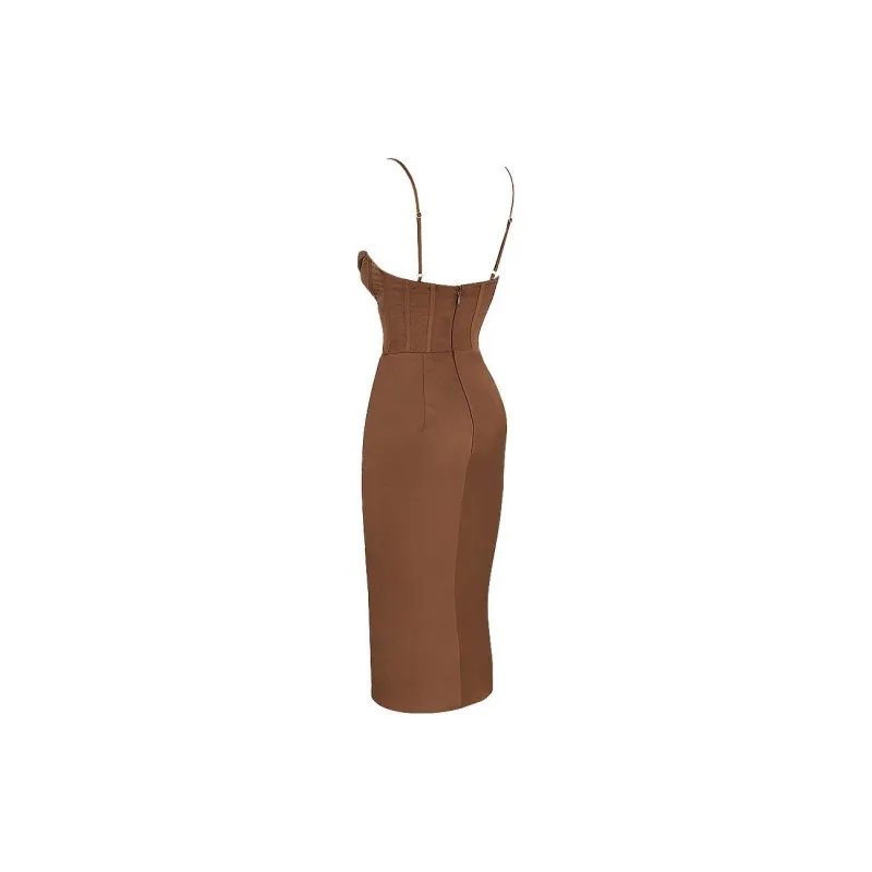 HOUSE OF CB Myrna Slip Dresses Women's CHOCOLATE/Chocolate-8