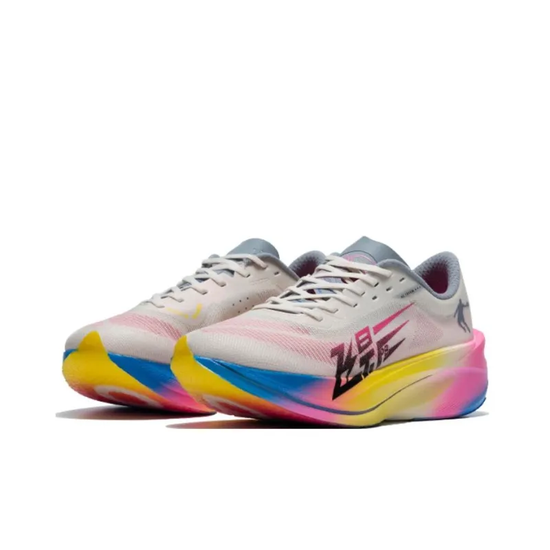 QIAODAN Flying Shadow PB4.0 Cushioning Breathable Low-Top Carbon Plate Marathon Running Shoes Men's White Pink-1