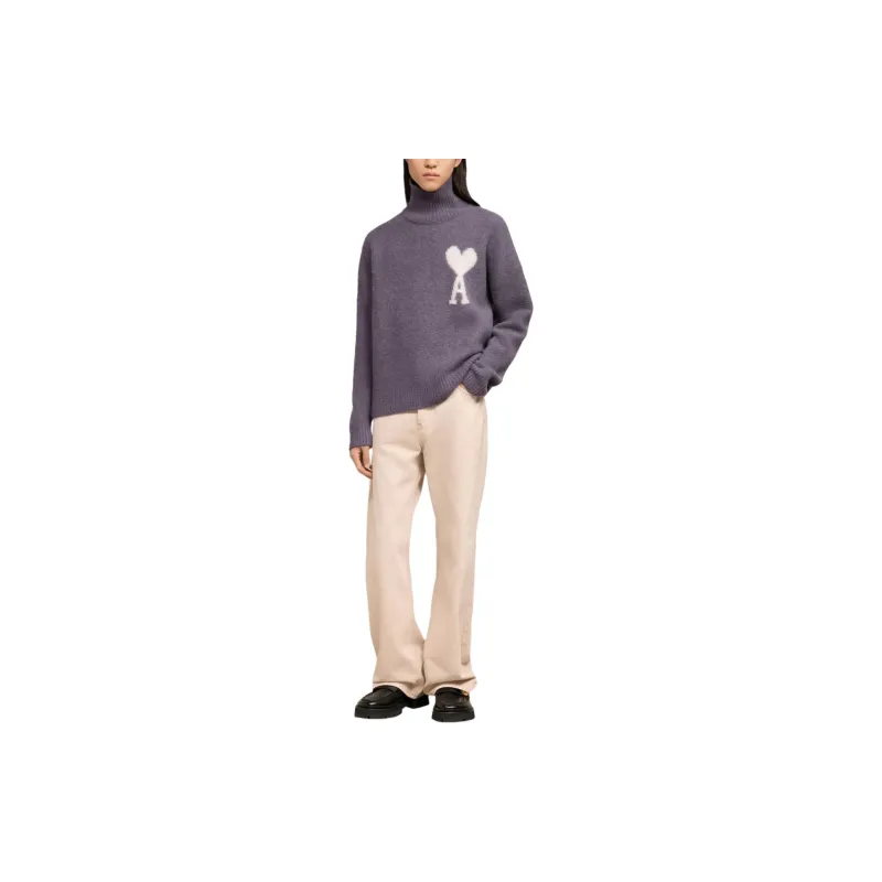 Ami Paris Ami De Coeur Funnel Neck Sweatshirt-2