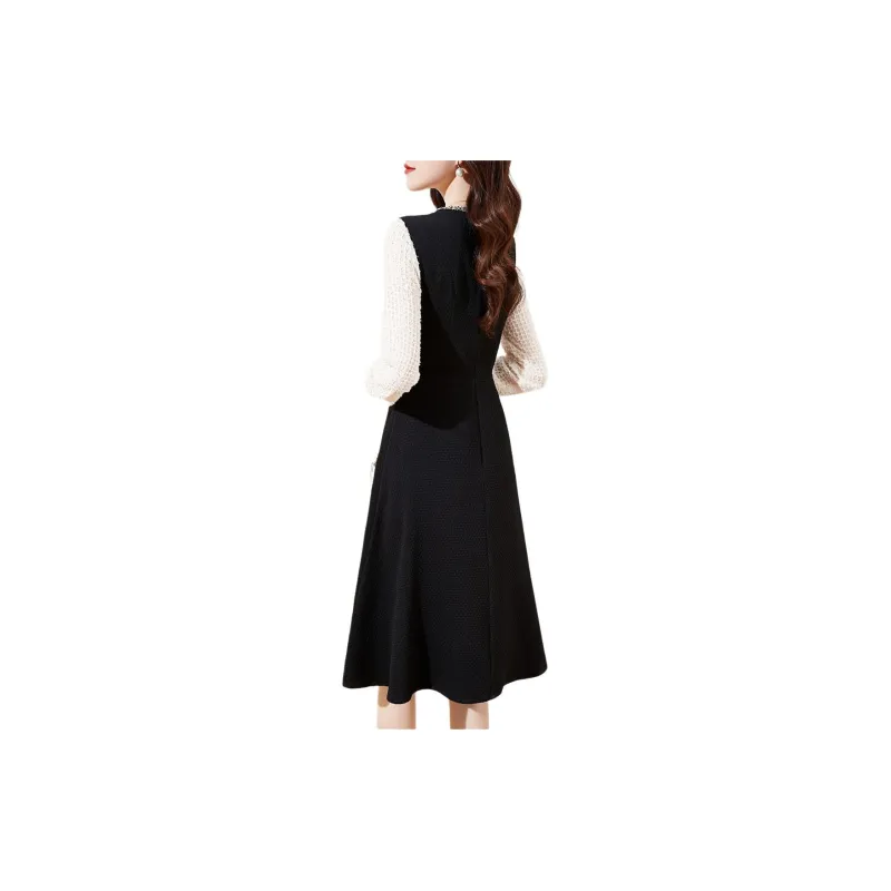 Mo Han Yi Mei Long Sleeved Dresses Women's Black-1