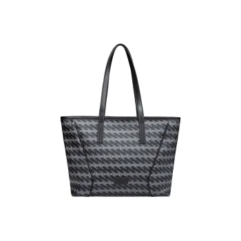 OMTO PVC Tote Bag, Shoulder Bag Regular Unisex Truffle Black