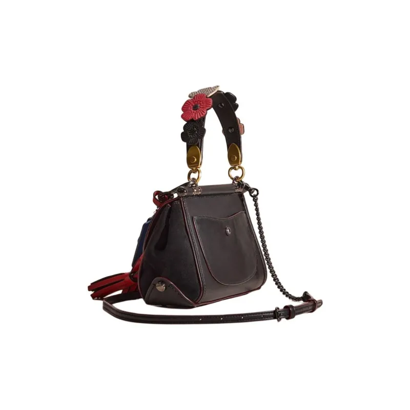 COACH Drifter Leather Crossbody One Shoulder Handbags Small Size Women's Black Multicolor-1