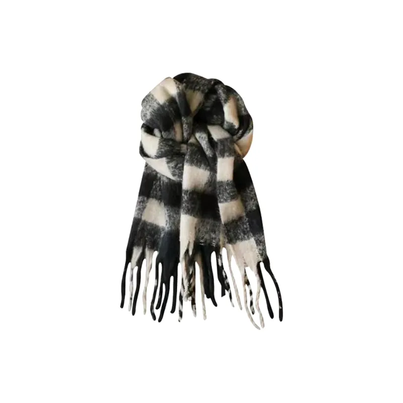 PLAN IN Cotton Polyester Knit Scarves Unisex-3