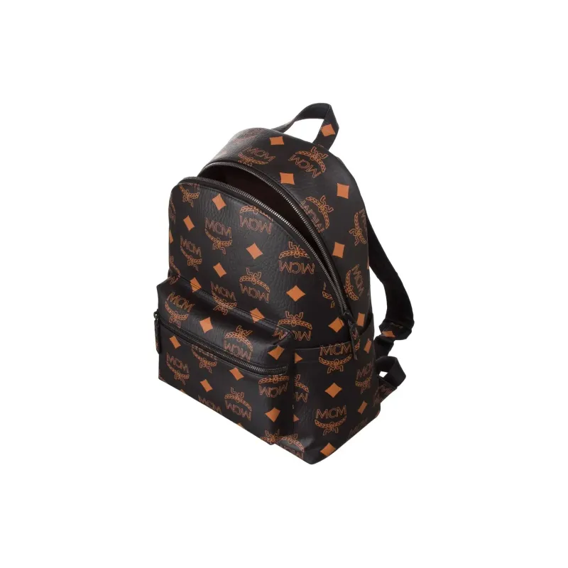 MCM Coated Canvas Backpack Medium Size Unisex Black-1