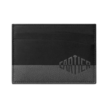 CARTIER Calfskin Card Holder Unisex Black And Charcoal Gray