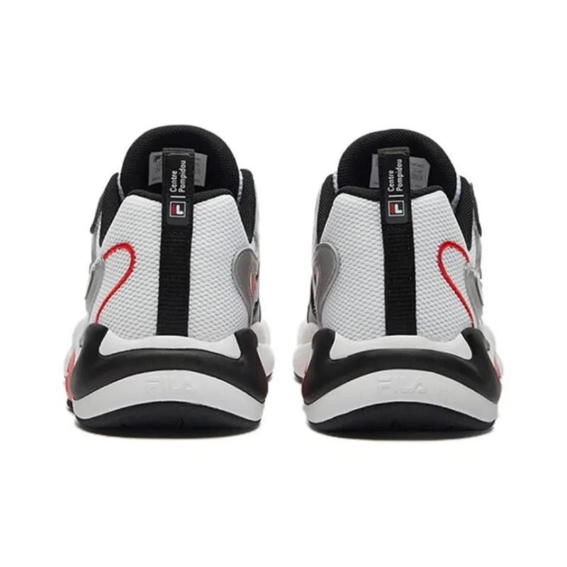 FILA KIDS Slip Resistant Cushioning Wear Resistant Breathable Low Top Kids' Running Shoes White Black Teenagers-5