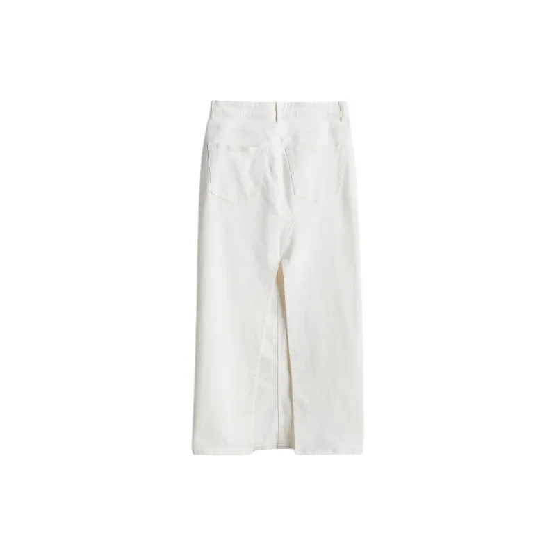 H&M Denim Long Skirts Women's White-1