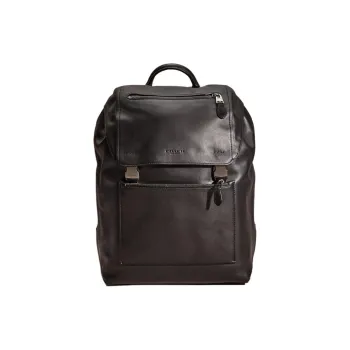 COACH Manhattan Sports Calfskin Backpack Large Size Unisex Black Antique Nickel With Black Accents
