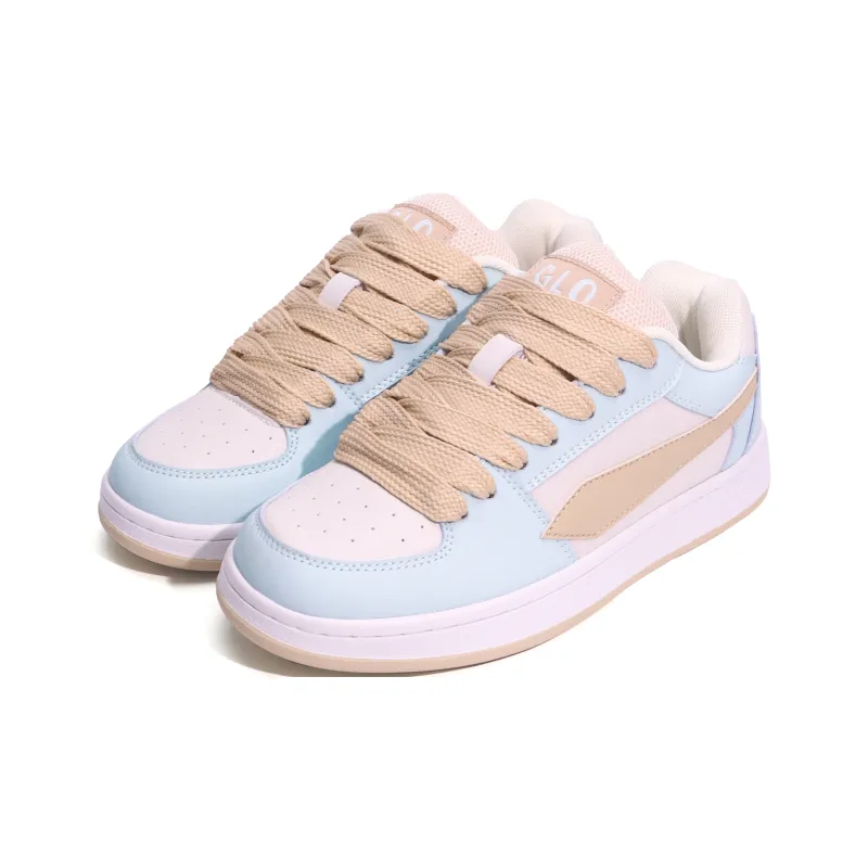 GLO BULL Skateboard Shoes Unisex Low Top Beige Yellow Light Aqua Moon-2