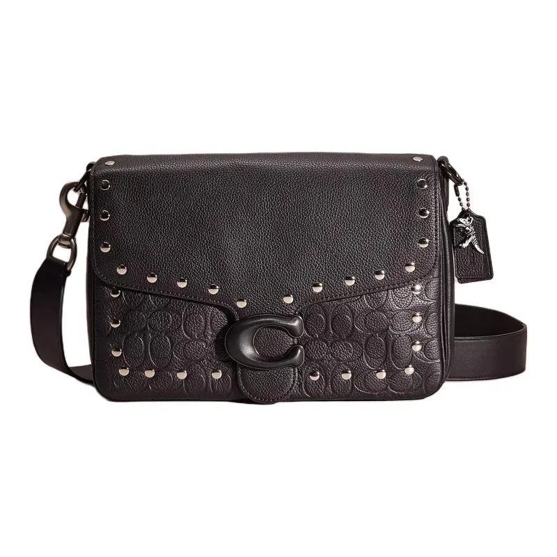 COACH Soft Tabby Soft Polished Pebbled Leather Shoulder Bag Crossbody Bag Large Size Women's Black-0