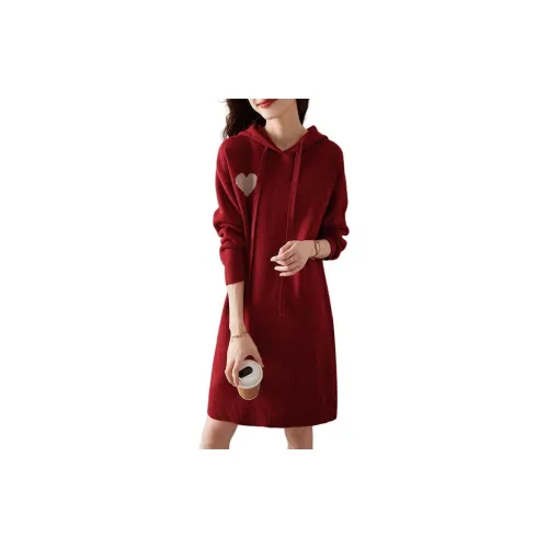 Mo Han Yi Mei Long-Sleeved Dresses Women's Red