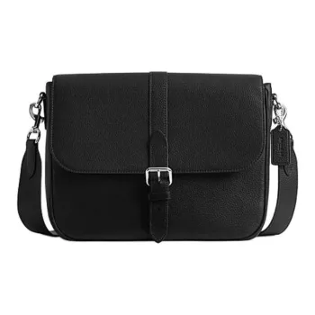 COACH Cow Leather Messenger Bag, Crossbody Bag, Shoulder Bag Large Size Unisex Black