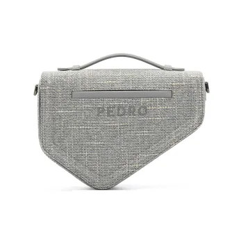 PEDRO Polyurethane Shoulder Bag, Handbag Regular Men's Gray