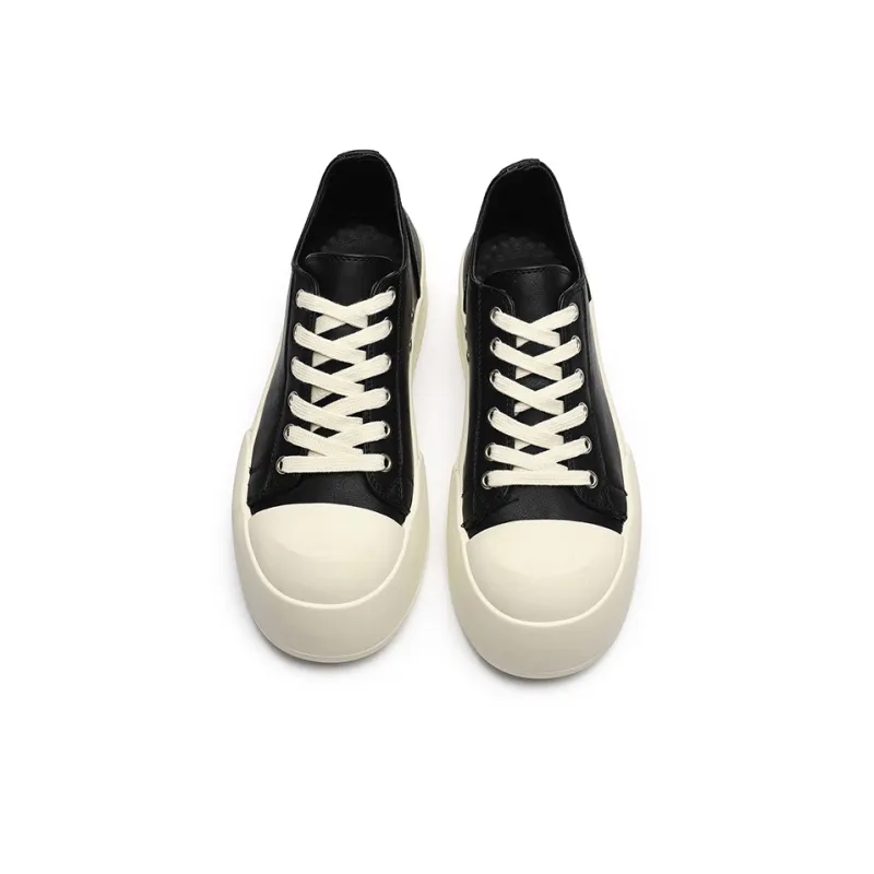 ΛOLUNKΛ Slip-Resistant Cushioning Low-Top Skateboard Shoes Unisex Black-3