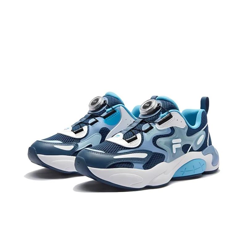 FILA KIDS Slip Resistant, Rebound, Breathable, And Supportive Low Top Kids' Running Shoes Blue White Unisex-2