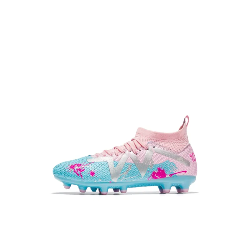 Kuding Soccer Shoes Unisex Low Top Pink/White Gray/White/Neon Green-0