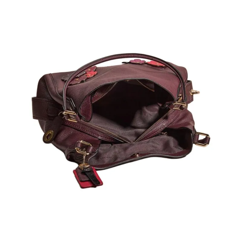 COACH Edie Polished Pebbled Leather Handbag Shoulder Bag Large Size Women's Light Gold & Fuchsia-2