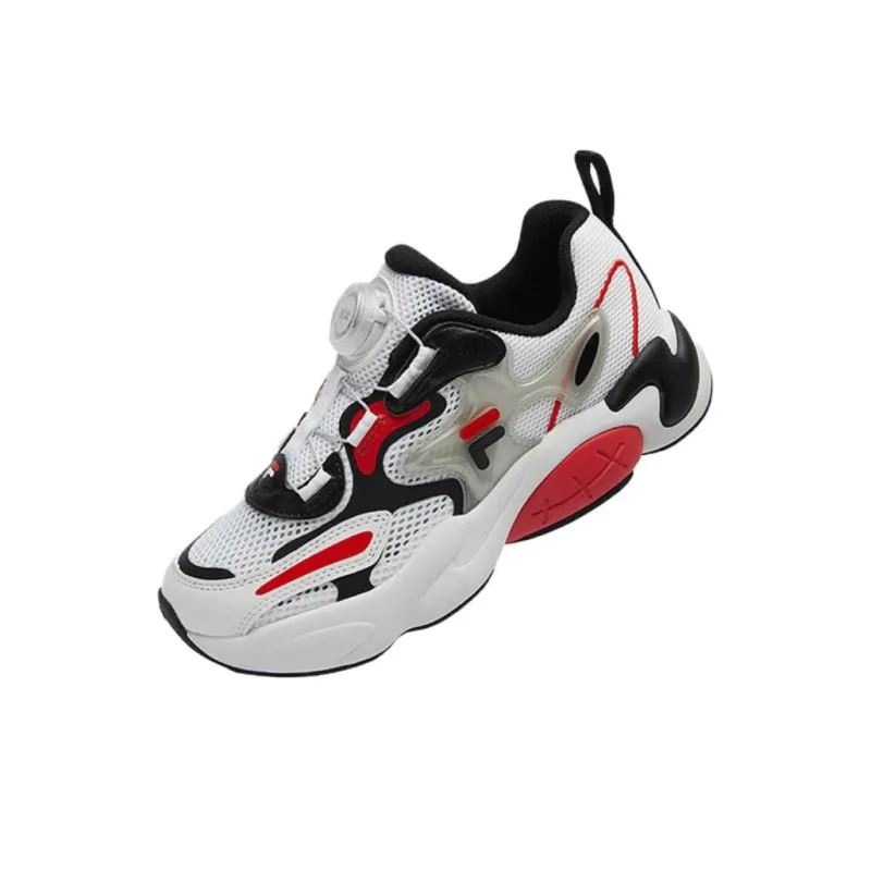 FILA KIDS Slip Resistant Cushioning Wear Resistant Breathable Low Top Kids' Running Shoes White Black Teenagers-3