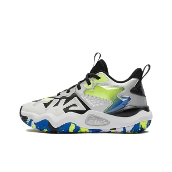FILA KIDS Anti-Slip Wear-Resistant Mid-Top Children's Basketball Shoes Black White Gray Teenagers