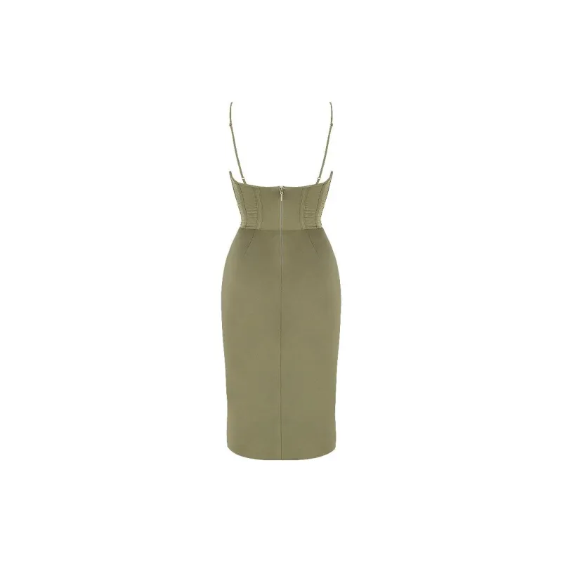 HOUSE OF CB Myrna Slip Dress Women's OLIVE/Olive-1