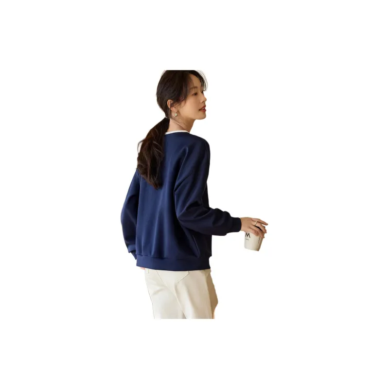 Mo Han Yi Mei FW24 Sweatshirt Women's Navy Blue & White-1